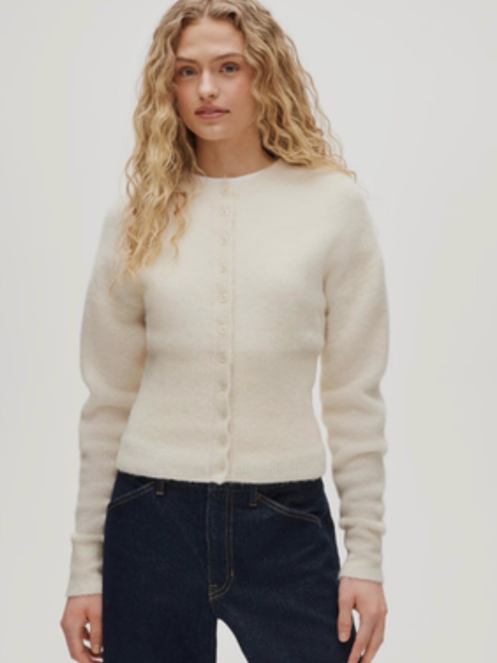 NWT J.Crew High Rib Cardigan Sweater Alpaca Blend Ivory Sise Small